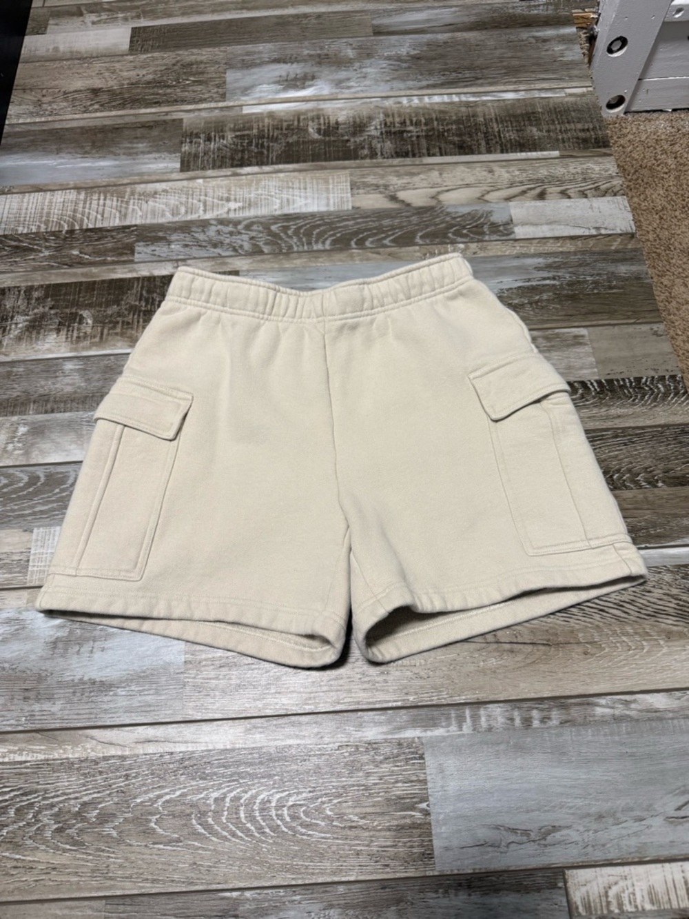 TNA Aritzia Beige Cream Cargo Baggy Sweat Shorts Size S Streetwear